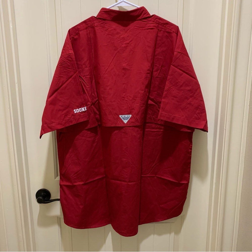 OKLAHOMA SOONERS COLUMBIA MEN’S CRIMSON BONEHEAD SHORT SLEEVE DRESS SHIRT XL - Picture 5 of 12